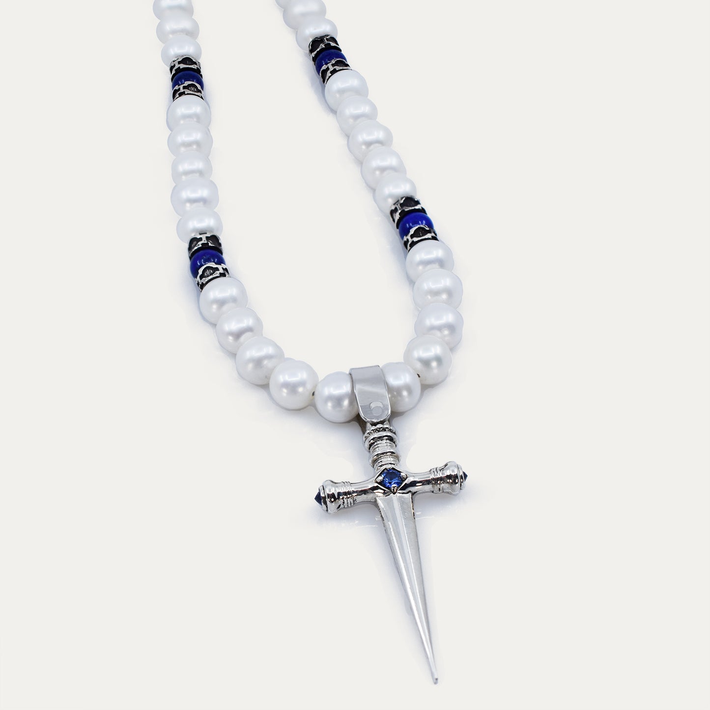 São Jorge Silver Sword Pearl Necklace